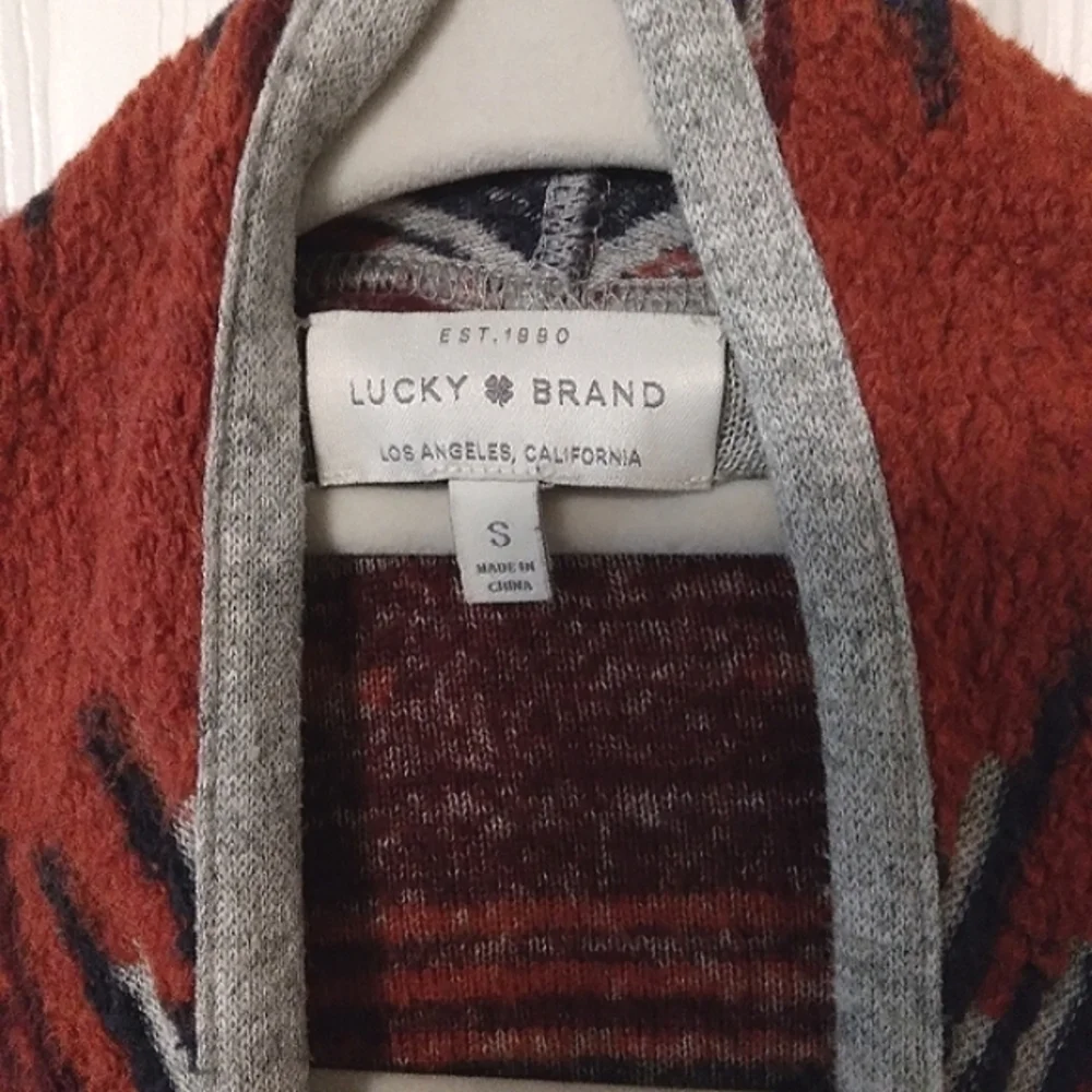 𝅺Lucky Brand Women's Aztec Southwestern Waterfall Front Sweater Jacket Cardigan
